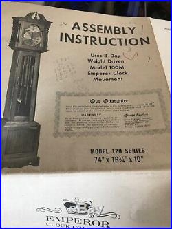 1970s Emperor Grandfather Clock Walnut Cabinet Kit Model 120 Complete $500 WithSH
