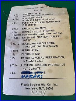 1972 US MILITARY TWO PART SURVIVAL KIT- COMPLETE WithCONTENTS