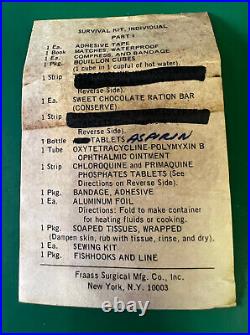 1972 US MILITARY TWO PART SURVIVAL KIT- COMPLETE WithCONTENTS