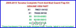 2005-2015 Tacoma Complete Front 4x4 Mud Guard Flap Kit GENUINE OEM PART