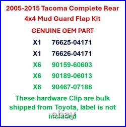 2005-2015 Tacoma Complete Rear 4x4 Mud Guard Flap Kit GENUINE OEM PART
