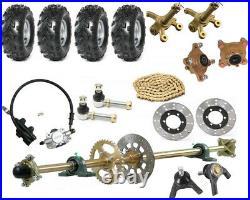 44 Rear Live Axle Kit Brake Assembly 8 Wheels Spindle Hub Complete DIY KIT