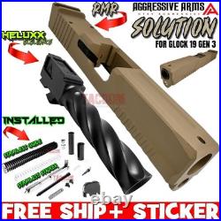 AGGRESSIVE ARMS COMPLETE SOLUTION FDE SLIDE For GLOCK 19 GEN 3 RMR SPIRAL BARREL