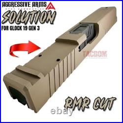 AGGRESSIVE ARMS COMPLETE SOLUTION FDE SLIDE For GLOCK 19 GEN 3 RMR SPIRAL BARREL