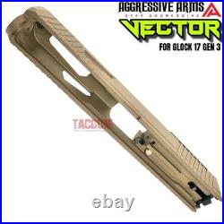 AGGRESSIVE ARMS VECTOR COMPLETE PORTED FDE SLIDE + SIGHTS For GLOCK 17 GEN 3 RMR