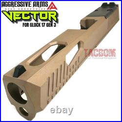 AGGRESSIVE ARMS VECTOR COMPLETE PORTED FDE SLIDE + SIGHTS For GLOCK 17 GEN 3 RMR