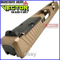 AGGRESSIVE ARMS VECTOR COMPLETE PORTED FDE SLIDE + SIGHTS For GLOCK 17 GEN 3 RMR