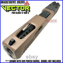 AGGRESSIVE ARMS VECTOR COMPLETE PORTED FDE SLIDE + SIGHTS For GLOCK 17 GEN 3 RMR