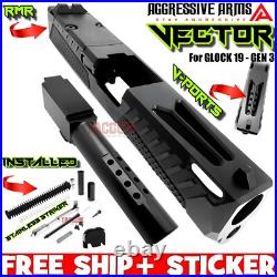 AGGRESSIVE ARMS VECTOR COMPLETE PORTED SLIDE & BARREL For GL0CK 19 GEN 3 RMR