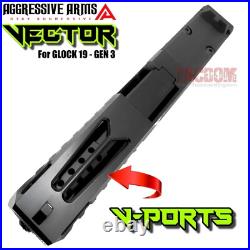 AGGRESSIVE ARMS VECTOR COMPLETE PORTED SLIDE & BARREL For GL0CK 19 GEN 3 RMR