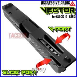 AGGRESSIVE ARMS VECTOR COMPLETE PORTED SLIDE & BARREL For GL0CK 19 GEN 3 RMR