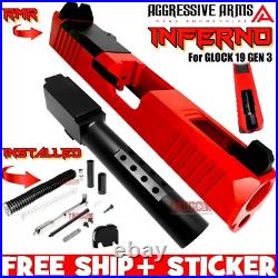 Aggressive Arms Inferno Complete Ported Red Slide Black Barrel For Glock 19 Gen3