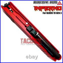 Aggressive Arms Inferno Complete Ported Red Slide Black Barrel For Glock 19 Gen3