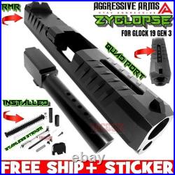 Aggressive Arms Zyclopse Complete Black Ported Slide Barrel Glock 19 Gen 3 Rmr