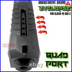 Aggressive Arms Zyclopse Complete Black Ported Slide Barrel Glock 19 Gen 3 Rmr