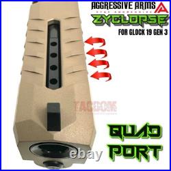 Aggressive Arms Zyclopse Complete Fde Tan Ported Slide Barrel Glock 19 Gen 3 Rmr