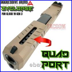 Aggressive Arms Zyclopse Complete Fde Tan Ported Slide Barrel Glock 19 Gen 3 Rmr