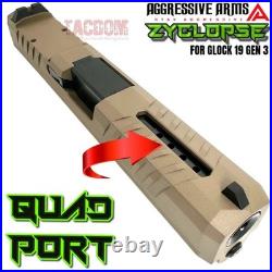 Aggressive Arms Zyclopse Complete Fde Tan Ported Slide Barrel Glock 19 Gen 3 Rmr