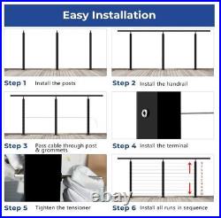 COMPLETE 1/8 Cable Railing Kit With Posts Hydraulic Crimper Extra Cable & Parts