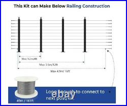 COMPLETE 1/8 Cable Railing Kit With Posts Hydraulic Crimper Extra Cable & Parts