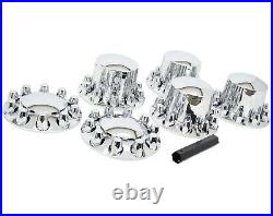 Chrome Hub Cover Semi Truck Wheel Kit Axle Cover 33mm Lug Front & Rear Complete