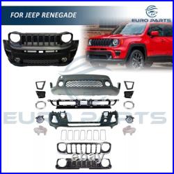 Complete Front Bumper Cover Kit WithGrille Fog Light For Jeep Renegade 2019-2023