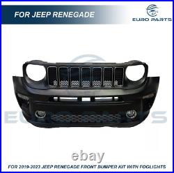 Complete Front Bumper Cover Kit WithGrille Fog Light For Jeep Renegade 2019-2023