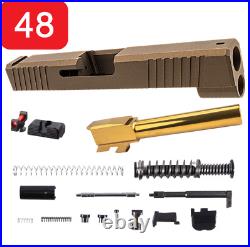 Complete Glock 48 Burnt Bronze Slide Part Kit Gold TiN Barrel Sights 43 43x G43