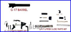 For GL0CK 17 Gen 3 9mm Barrel + Upper Completion Kit + Lower Parts Kit Poly 80