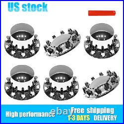 For Semi Truck 33mm Thread-on Nut Covers ABS Chrome Complete Axle Cover Kit