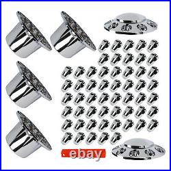 For Semi Truck 33mm Thread-on Nut Covers ABS Chrome Complete Axle Cover Kit