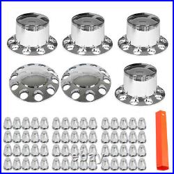 Front & Rear Complete Chrome Hub Cover Semi Truck Wheel Kit Axle Cover 33mm Lug