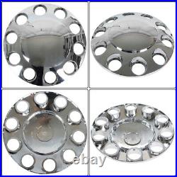 Front & Rear Complete Chrome Hub Cover Semi Truck Wheel Kit Axle Cover 33mm Lug