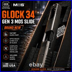 GLOCK OEM BRAND NEW IN BOX 34 G34 Gen 3 MOS Cut Optic Ready Slide COMPLETE UPK