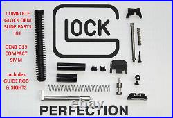 GLOCK OEM GEN3 G19 COMPACT 9mm Complete Slide Upper Parts Kit Guide Rod Sights