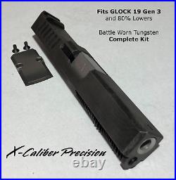 Glock 19 Gen 3 CHAMFER SLIDE KIT-COMPLETE in Battle Worn Tungsten Cerakote