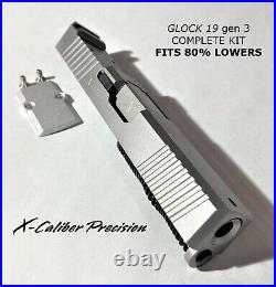 Glock 19 gen 3 CHAMFERED Slide KIT COMPLETE, Bead Blasted Finish, FITS 80% kits