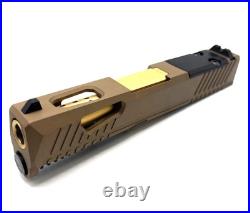 HTA Glock 43 43x 48 Complete FDE Reaper Slide RMSc Cut Gold TiN Ported Barrel