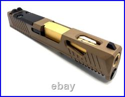 HTA Glock 43 43x 48 Complete FDE Reaper Slide RMSc Cut Gold TiN Ported Barrel