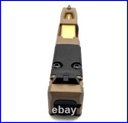 HTA Glock 43 43x 48 Complete FDE Reaper Slide RMSc Cut Gold TiN Ported Barrel