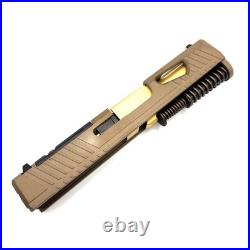 HTA Glock 43 43x 48 Complete FDE Reaper Slide RMSc Cut Gold TiN Ported Barrel