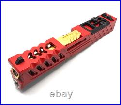 HTA Venom Glock 43 43X Red Slide RMSc Cut Gold Ported Barrel Complete Upper