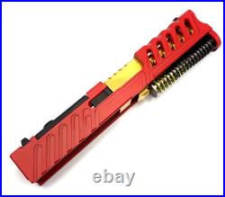 HTA Venom Glock 43 43X Red Slide RMSc Cut Gold Ported Barrel Complete Upper