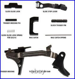 JE Machine Glock 43 Complete Lower Parts 9-MM LPK SS/80 Poly/Mer Kit OEM PF-9