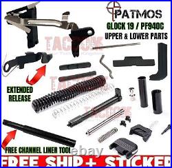 PATMOS Upper Slide & Lower Parts Frame Kit for Glok 19 GEN 3 940c 9mm Trigger