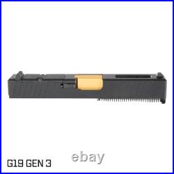 Ported Gold TiN Barrel G19 Gen 1-3 Compatible 9MM Black RMR Complete Slide Kit