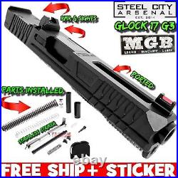 STEEL CITY MGB COMPLETE BLACK SLIDE For GLOCK 17 GEN 3 RMR CUT + BARREL & SIGHTS STEEL CITY MGB COMPLETE BLACK SLIDE For GLOCK 17 GEN 3 RMR CUT + BARREL & SIGHTS