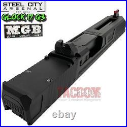 STEEL CITY MGB COMPLETE BLACK SLIDE For GLOCK 17 GEN 3 RMR CUT + BARREL & SIGHTS