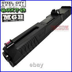 STEEL CITY MGB COMPLETE BLACK SLIDE For GLOCK 17 GEN 3 RMR CUT + BARREL & SIGHTS