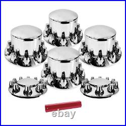 Semi Truck Complete Chrome Axle Cover Kit with 33mm Standard Lug Nut Covers